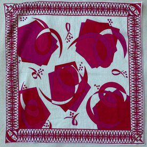 Emilio Pucci Red, White Pink Abstract Breast Cancer 17 Inch Square Cotton Scarf
